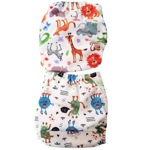 WEGREECO Cool Animals Reusable Baby Cloth Diapers With Liners - New Bundle of 2